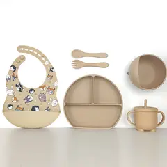 GENERICO - Set alimentación complementaria silicona clásico est Beige