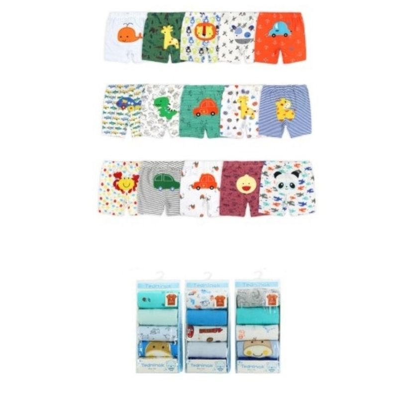 TEDMIMAK - Pack 5 pantalones cortos 100% algodon diseños surtidos