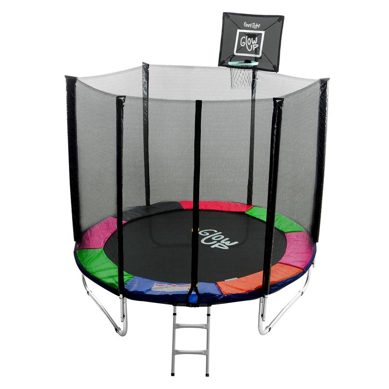 GLOWUP - Pack de cama elástica Glowup 8 ft + Set de Basketball
