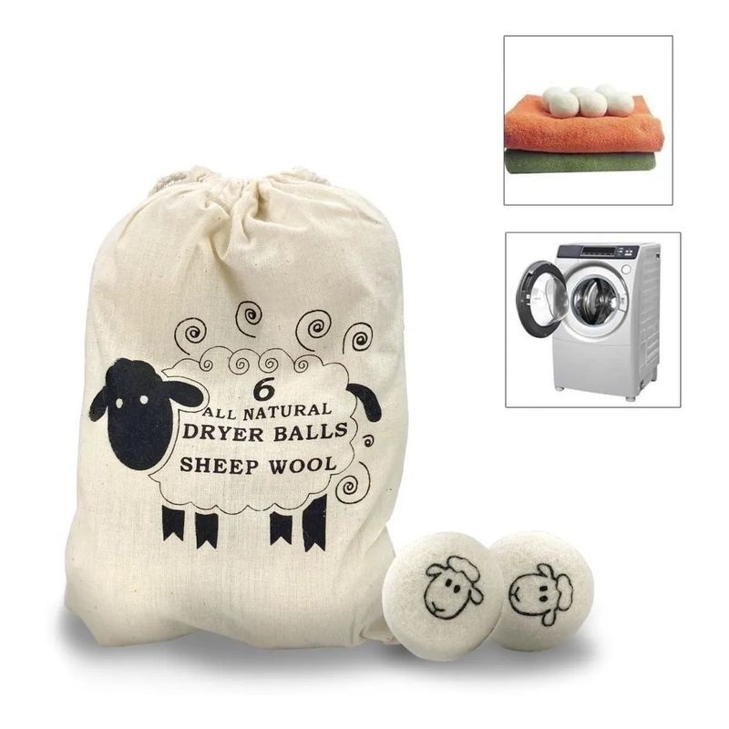 KUANGYE - Pack 6 Bolas De Lana Natural Suavizante Secado Ropa Suave