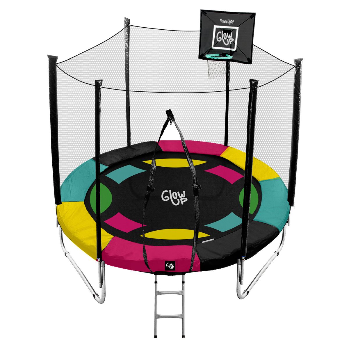 GLOWUP - Pack Cama elástica 244mt 8ft Ed Exclusiva Set de Basket