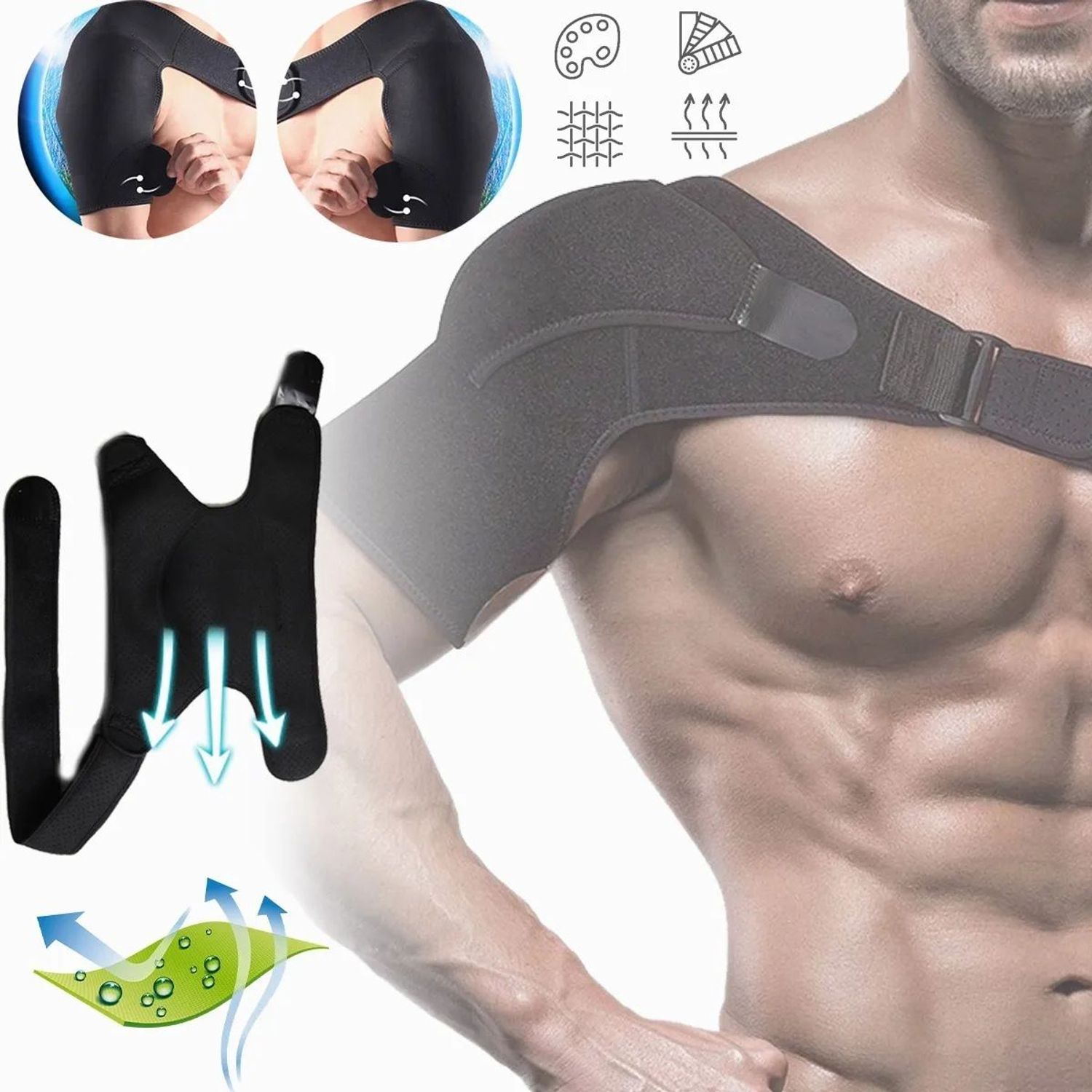 Manga De Compresión Para Hombro | Ajustable Con Correas | Tejido Transpirable | Alivio Del Manguito Rotador | Ligera Y Estable | Para Hombres Y Mujeres