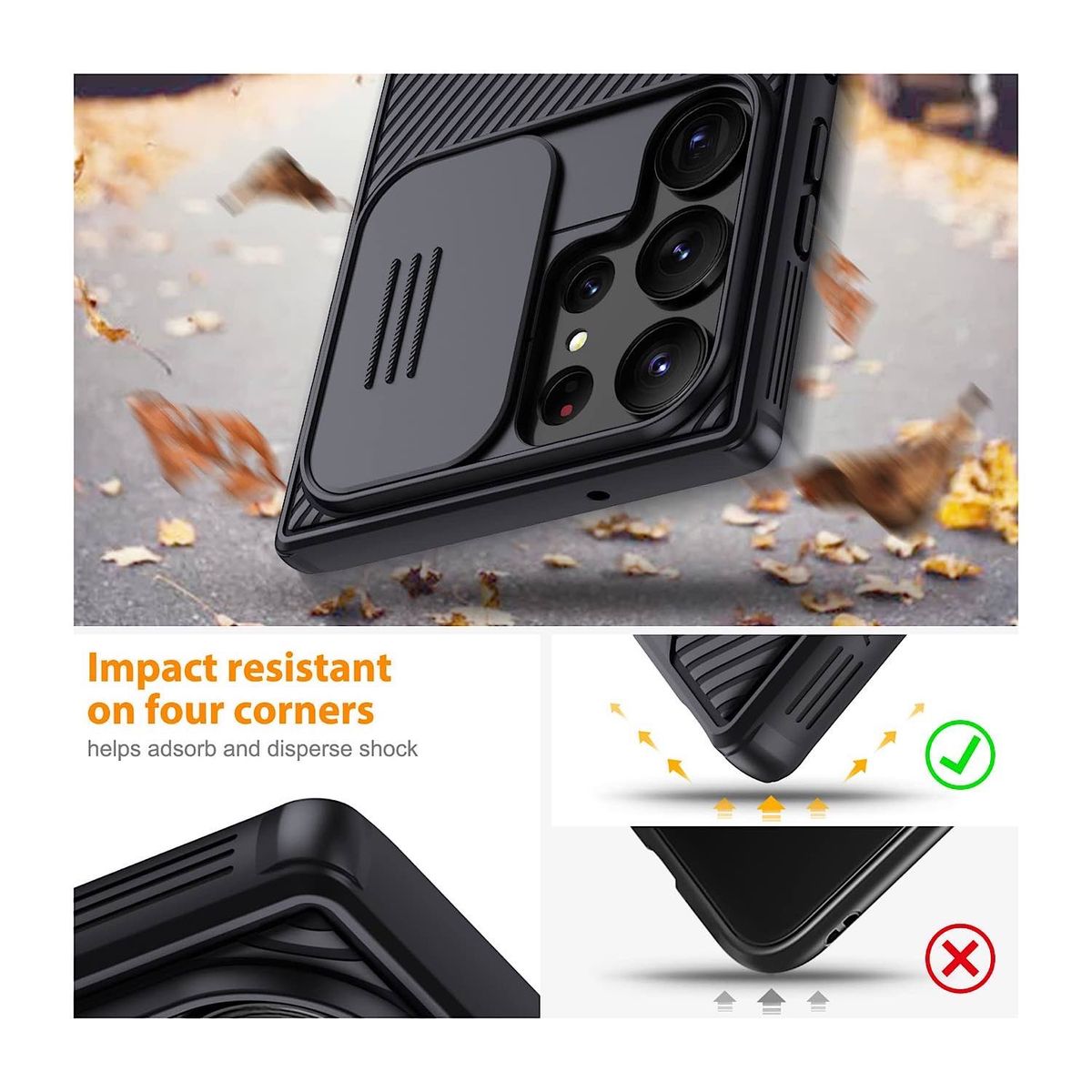 NILLKIN - Carcasa Nillkin Para Samsung S23 Ultra Negro-Protector Camara