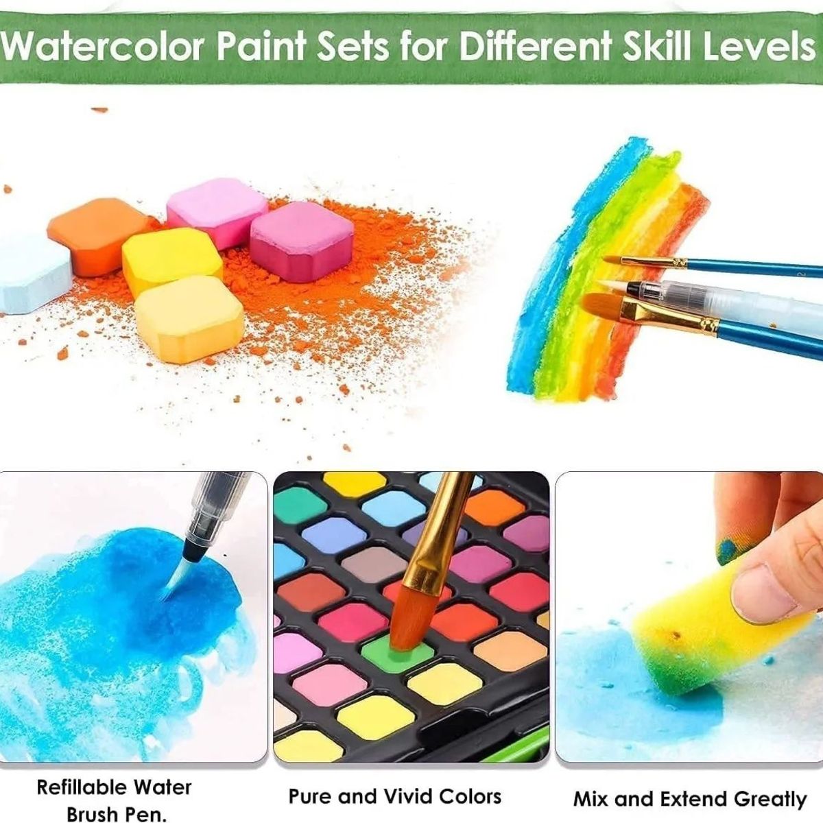 KUANGYE - Acuarelas Profesionales 48 Colores Funda Rosa