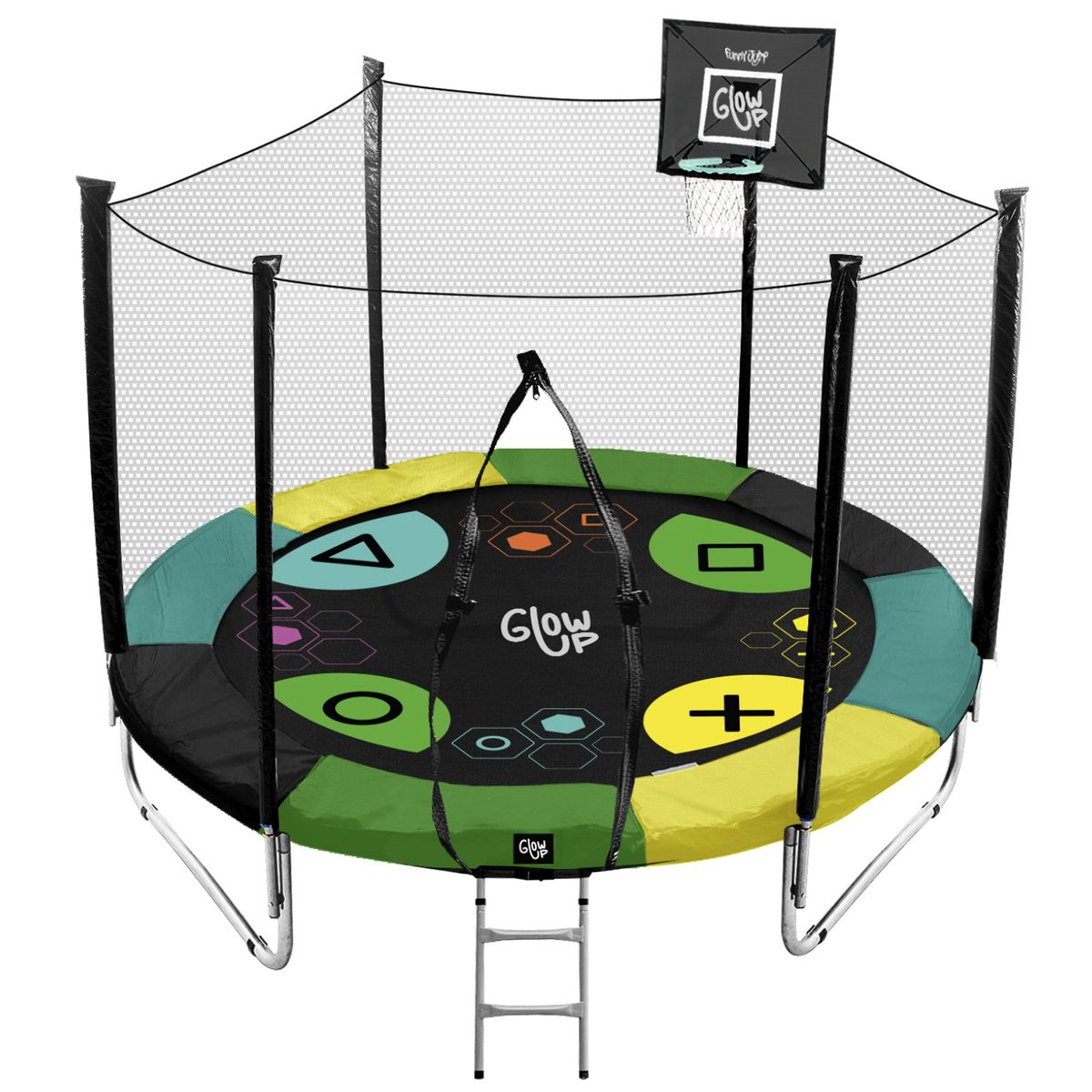 GLOWUP - Pack Cama elástica 10ft Ed Exclusiva Set de Basketball