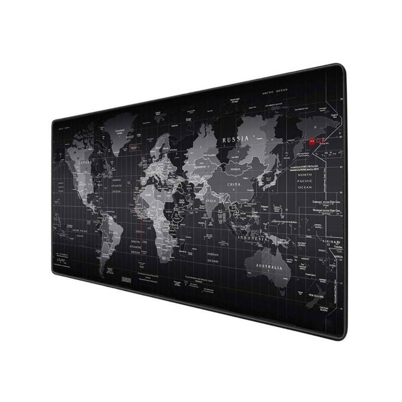GENERICO - Mouse Pad Gamer Negro Mapa De Mundo