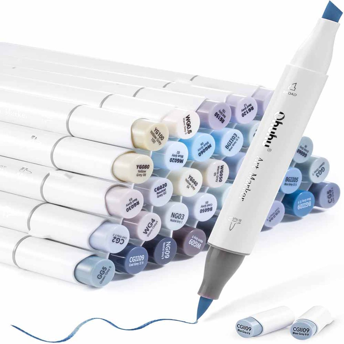 OHUHU - Ohuhu 36 Marcadores De Alcohol + 1 Blender. Pincel&biselada