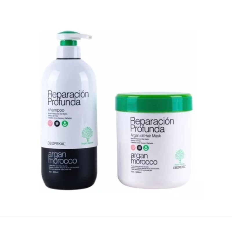 OBOPEKAL - Shampoo Argan Obopekal  Y Crema Reparación Profunda 1000g