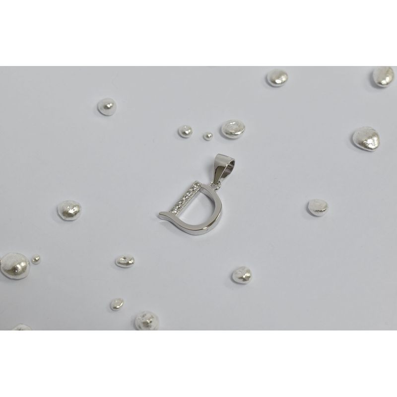 ROSETT - Colgante letra D circones incoloros Plata ley 925