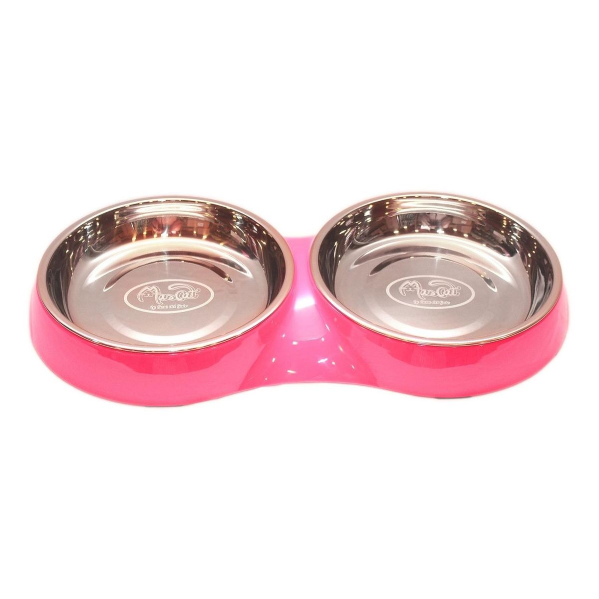 MASCAN - Plato Gato Doble Melamina Sólido Redondo Fucsia Mascan