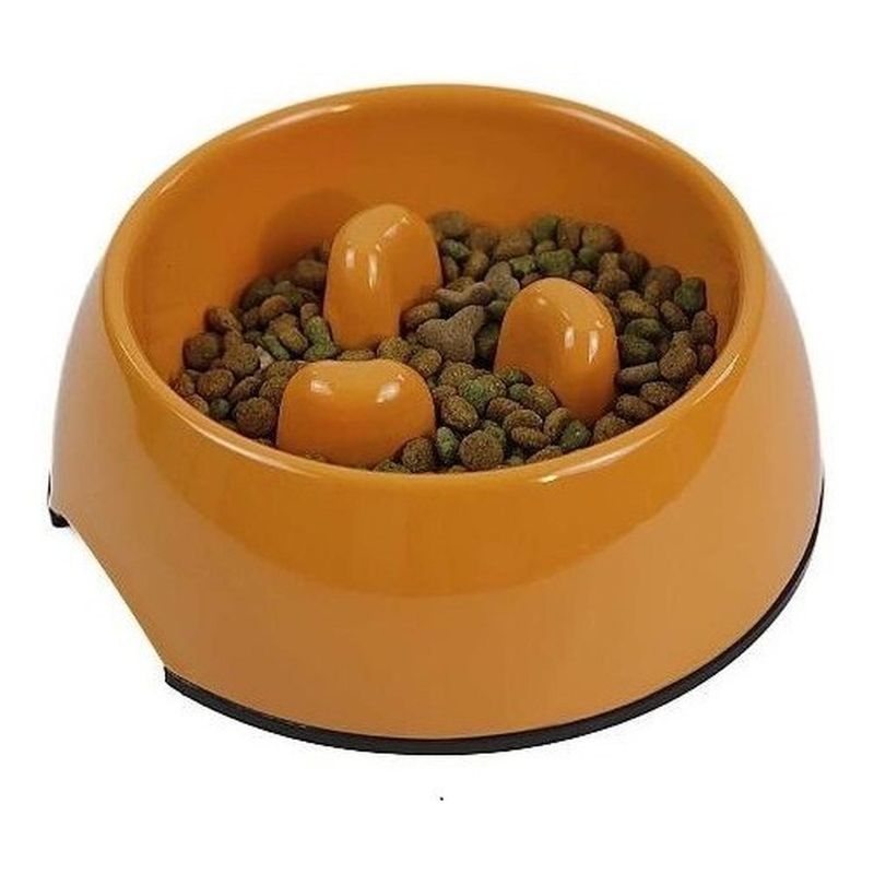 MASCAN - Plato Melamina Anti-ahogo Talla L Naranjo Perro Mascan
