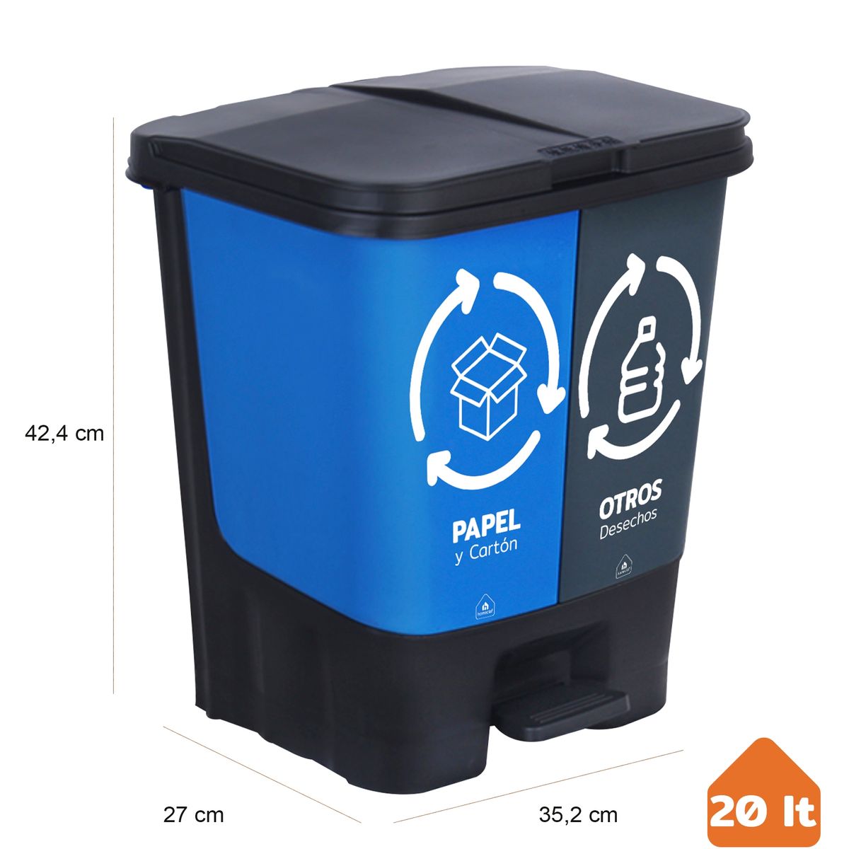 HOMECLAF - Basureros de Reciclaje 20L Papel y Otros Desechos