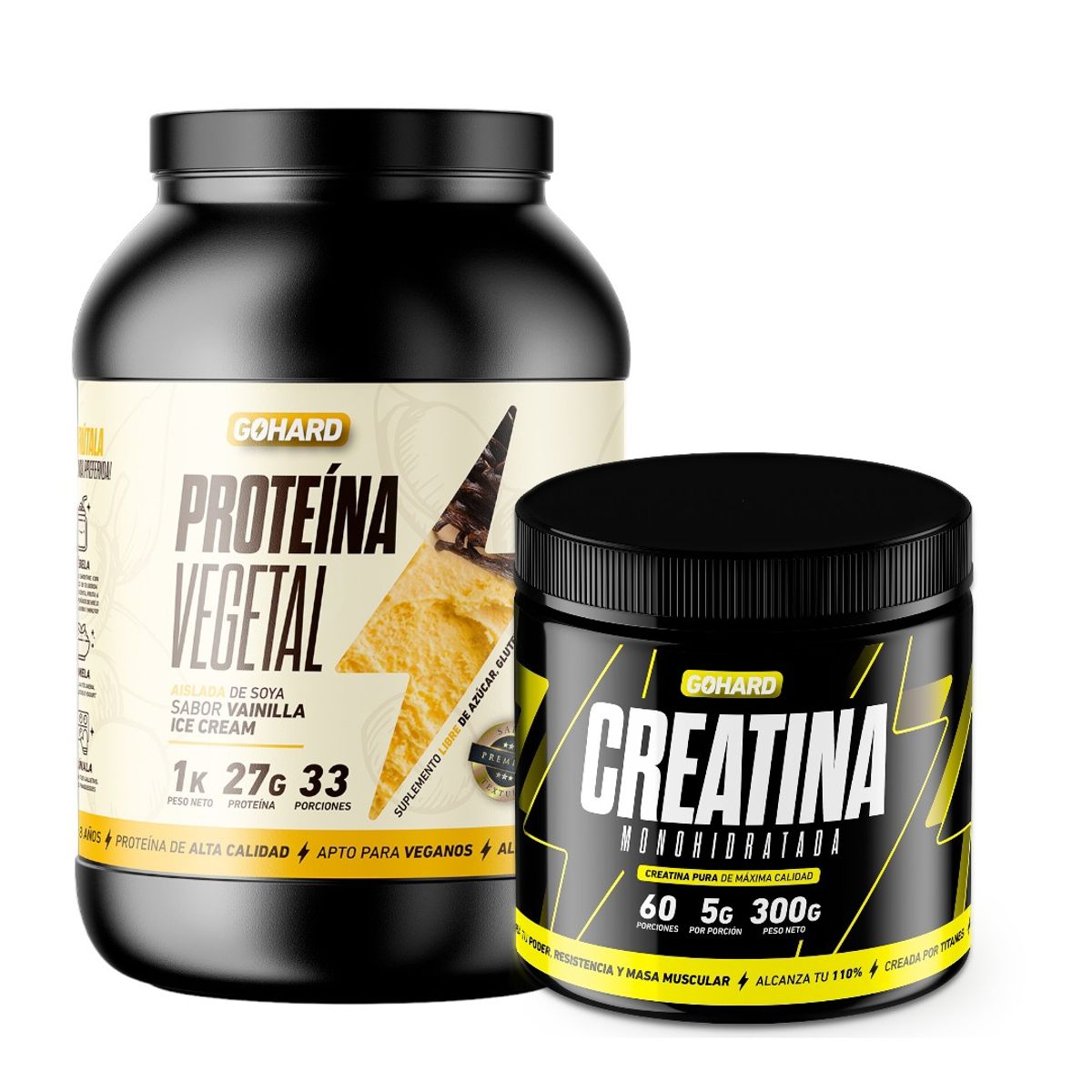 GOHARD - PROTEÍNA VEGETAL VAINILLA PACK CREATINA MONOHIDRATADA  60 Sv GOHARD