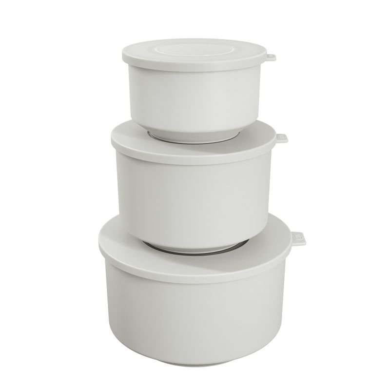 COZA - JUEGO 3 POTES REDONDOS C/TAPA 500ML,1L,2L BLANCO