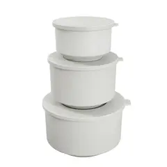 COZA - JUEGO 3 POTES REDONDOS C/TAPA 500ML,1L,2L BLANCO