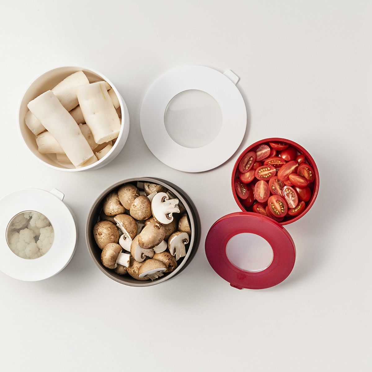 COZA - JUEGO 3 POTES REDONDOS C/TAPA 500ML,1L,2L GRIS