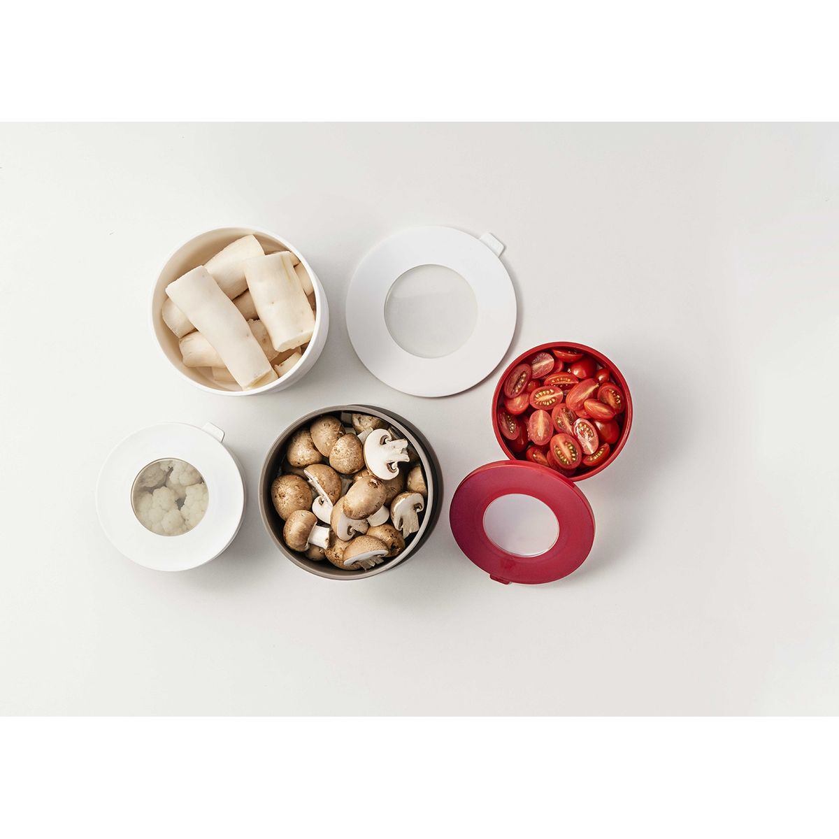 COZA - JUEGO 3 POTES REDONDOS C/TAPA 500ML,1L,2L GRIS