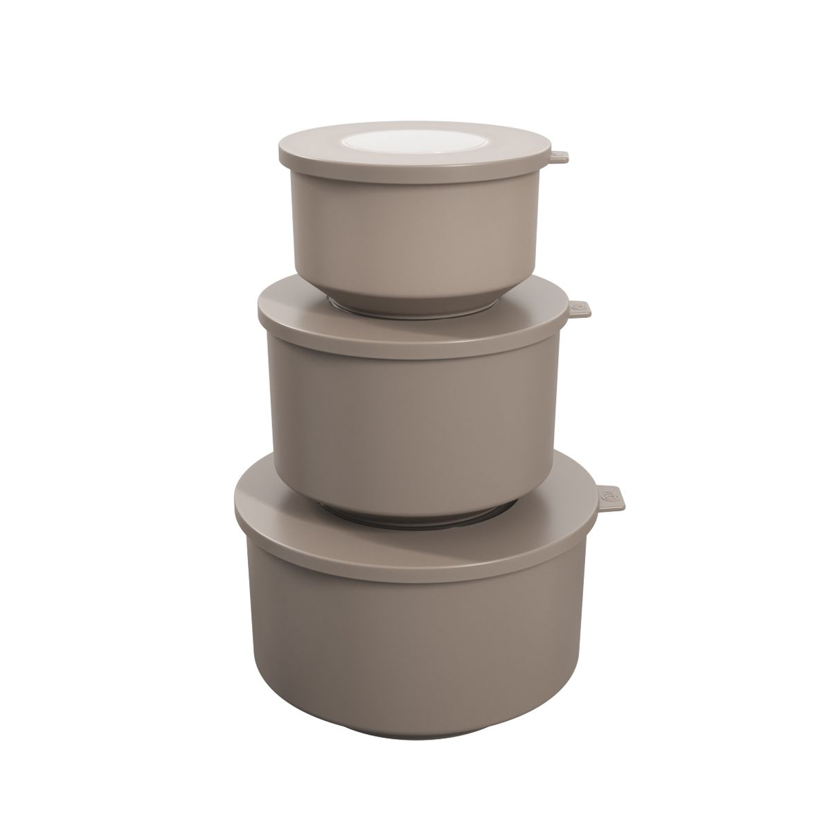 COZA - JUEGO 3 POTES REDONDOS C/TAPA 500ML,1L,2L GRIS