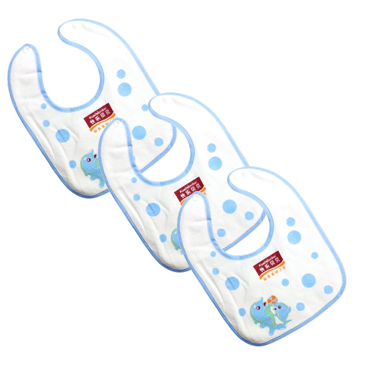 GENERICO - Pack 3 baberos delfín tipo plush impermeable para bebes