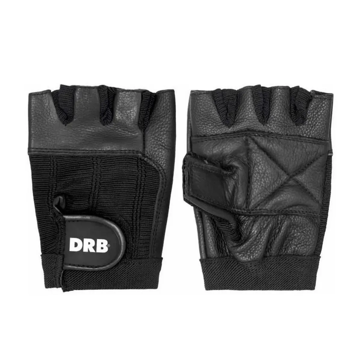 DRB - Guantes Fitness Cuero Spandex Drb Negro Pesas Y Gimnasio