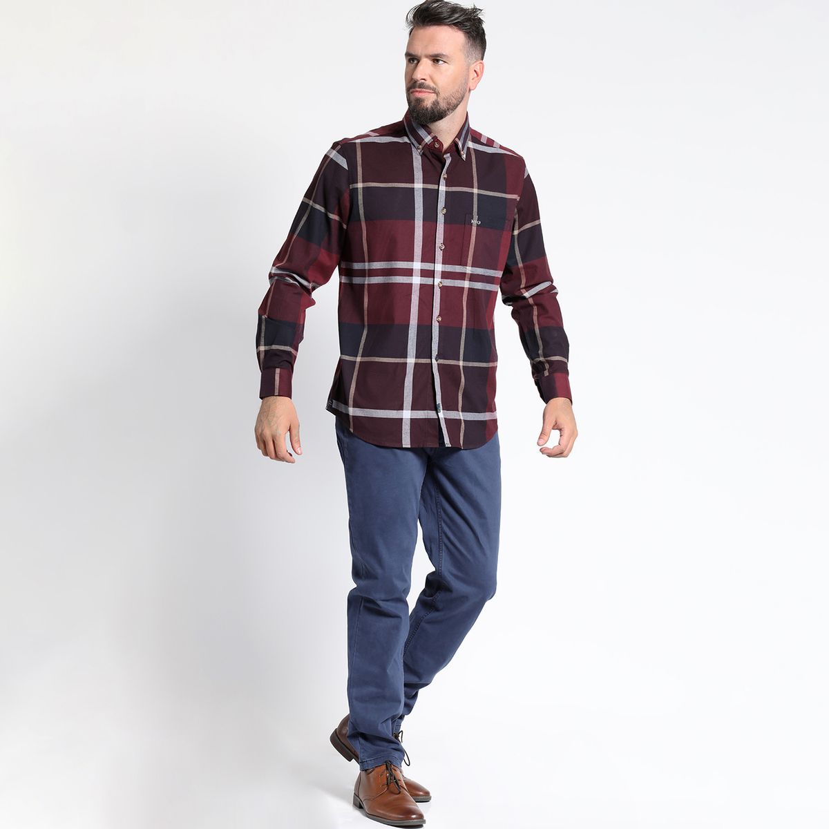 MCGREGOR - CAMISA MANGA LARGA VILLELA CUADRILLÉ YD REGULAR FIT SPANDEX MCGREGOR