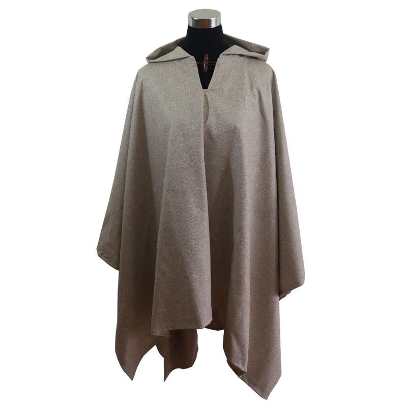 BELLAVISTA OVEJA TOME - Poncho Lana Seda Capucha - Largo - Beige - Café Claro