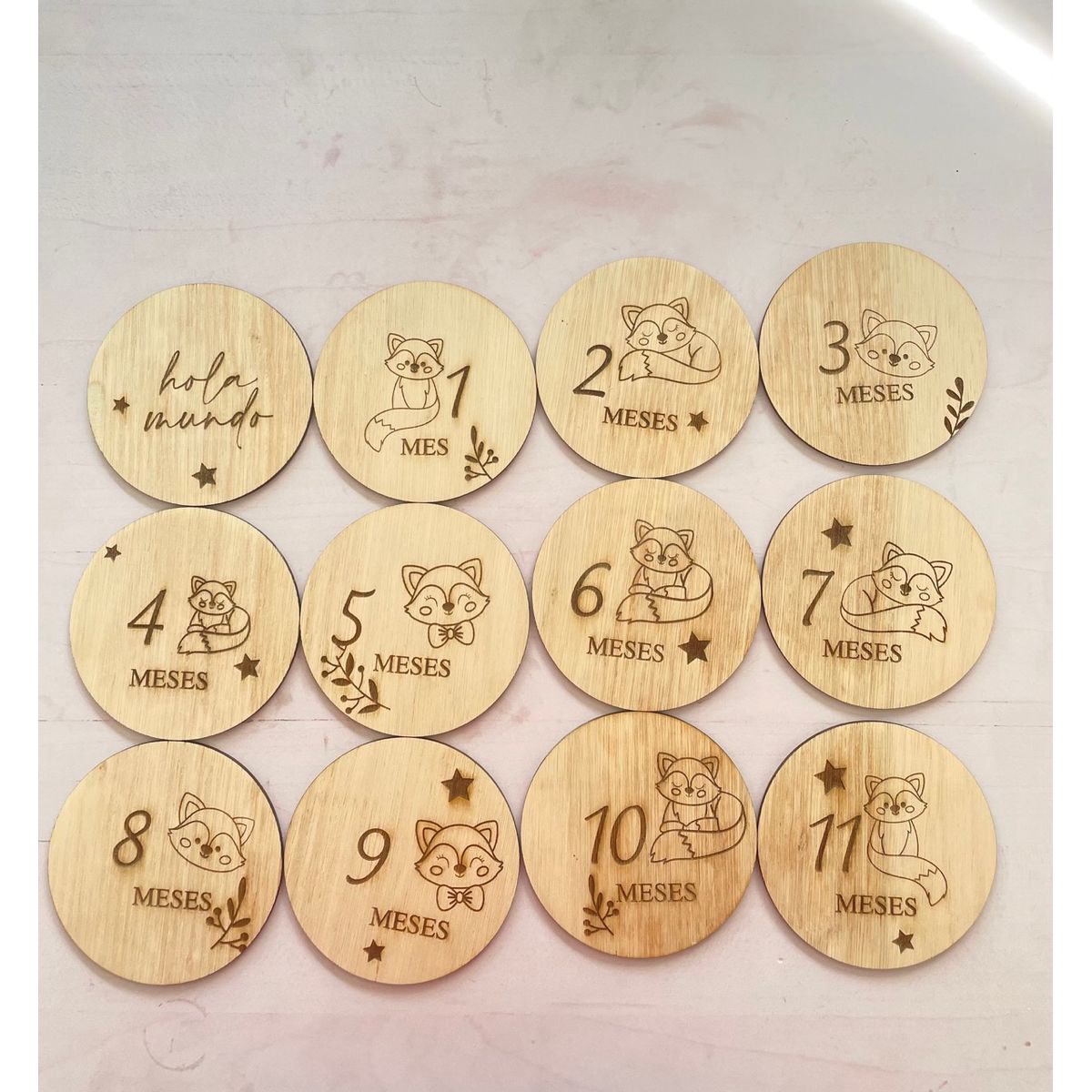 GENERICO - Madera cumple mes para bebés