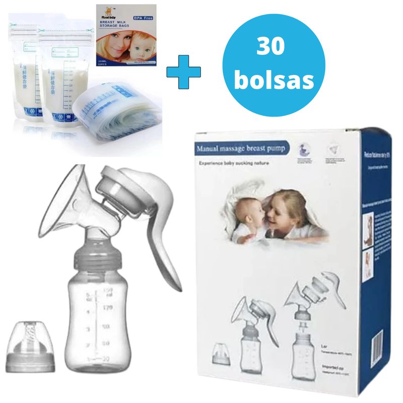 GENERICO - Extractor De Leche Manual mas 30 bolsas - Fácil de Usar
