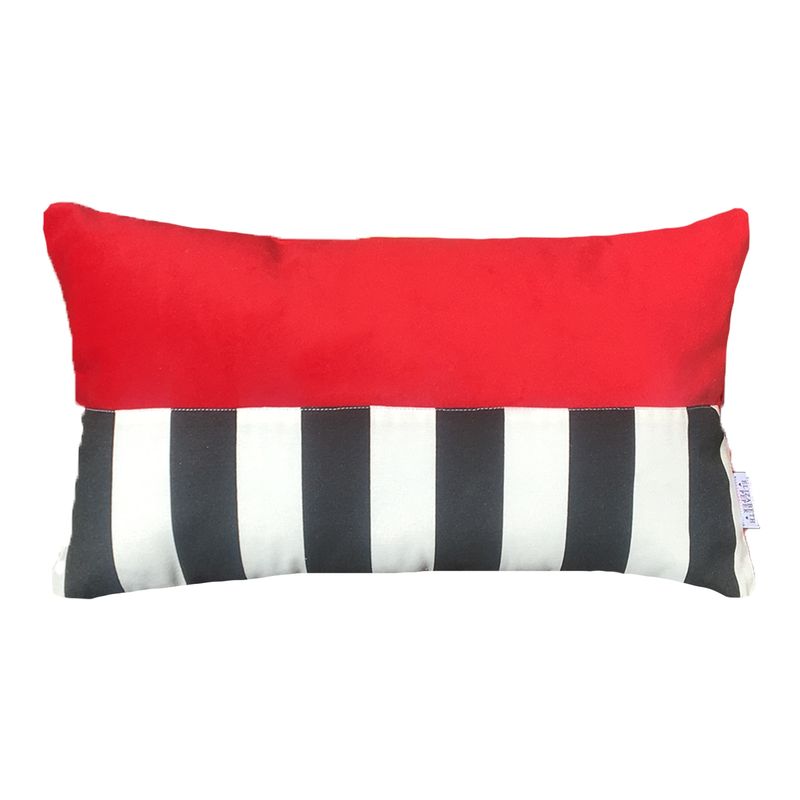 ELIZABETH PEPER - Cojin Decorativo diseño Rojo Rayas Blanco y Negro 50x30 Relleno