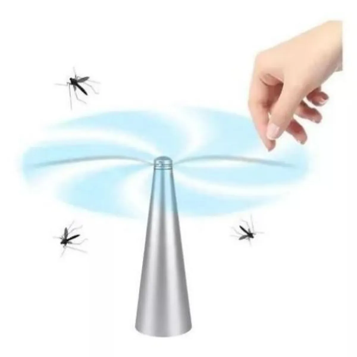 KUANGYE - Abanico Ventilador Repelente De Moscas Portatil- Color Plata