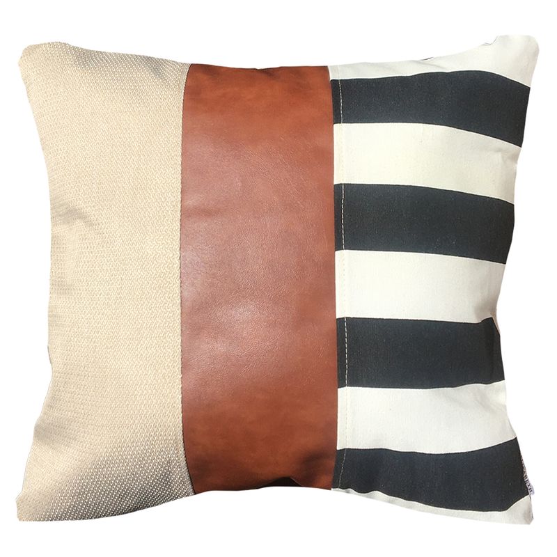 ELIZABETH PEPER - Funda Cojin Decorativo EcoCuero Rayas Blanco y Negro 45x45.
