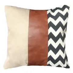 ELIZABETH PEPER - Cojin Decorativo EcoCuero ZigZag Blanco y Negro 45x45 Relleno.