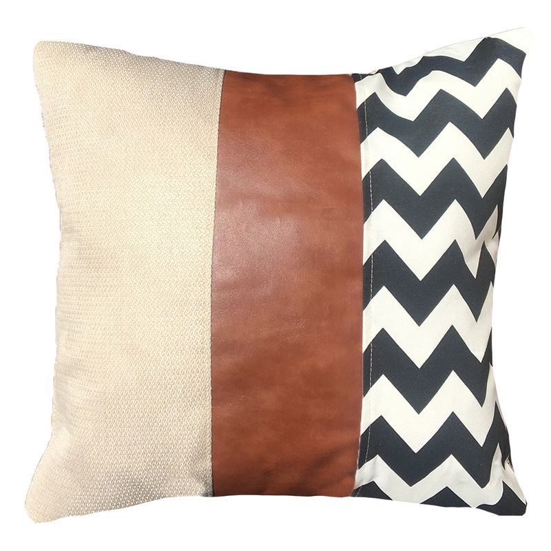 ELIZABETH PEPER - Cojin Decorativo EcoCuero ZigZag Blanco y Negro 60x60 Relleno.