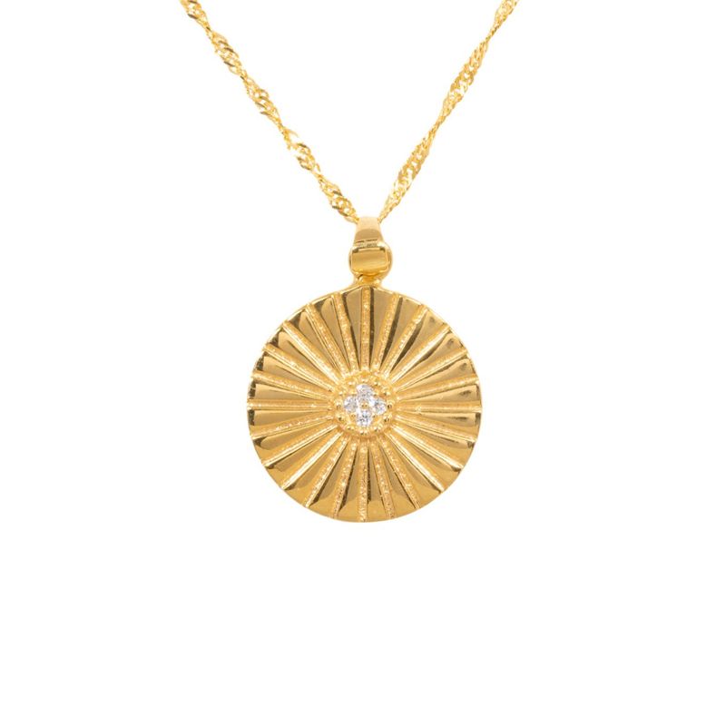 TULIPA - Collar Sol Plata Bañada En Oro