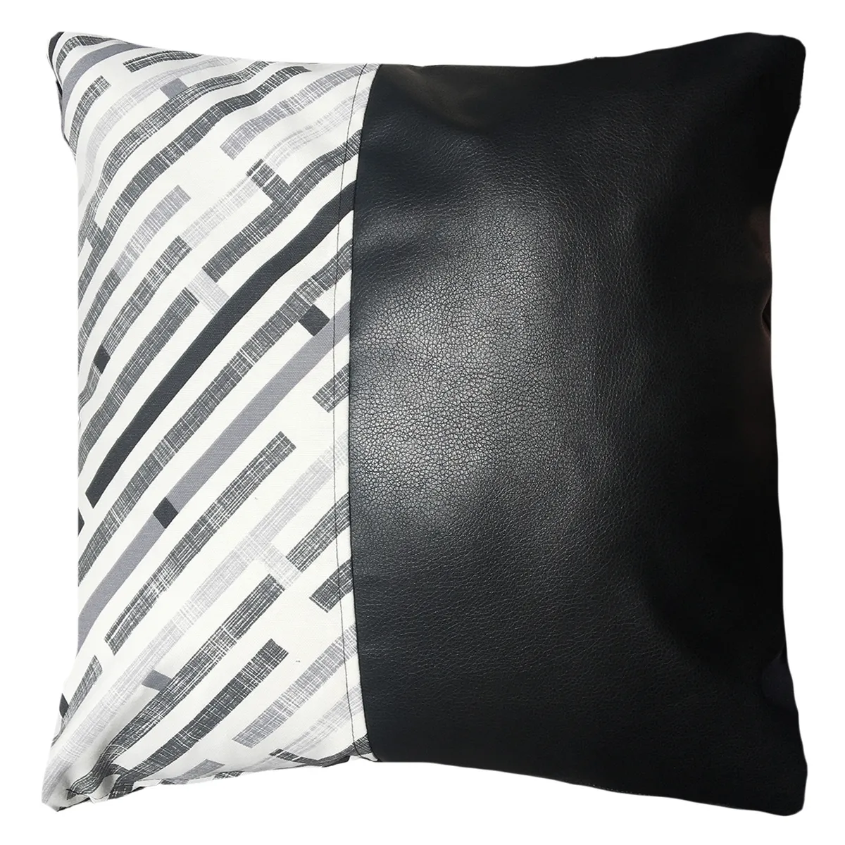 ELIZABETH PEPER - Pack 4 Cojines Decorativos EcoCuero Negro 45x45.