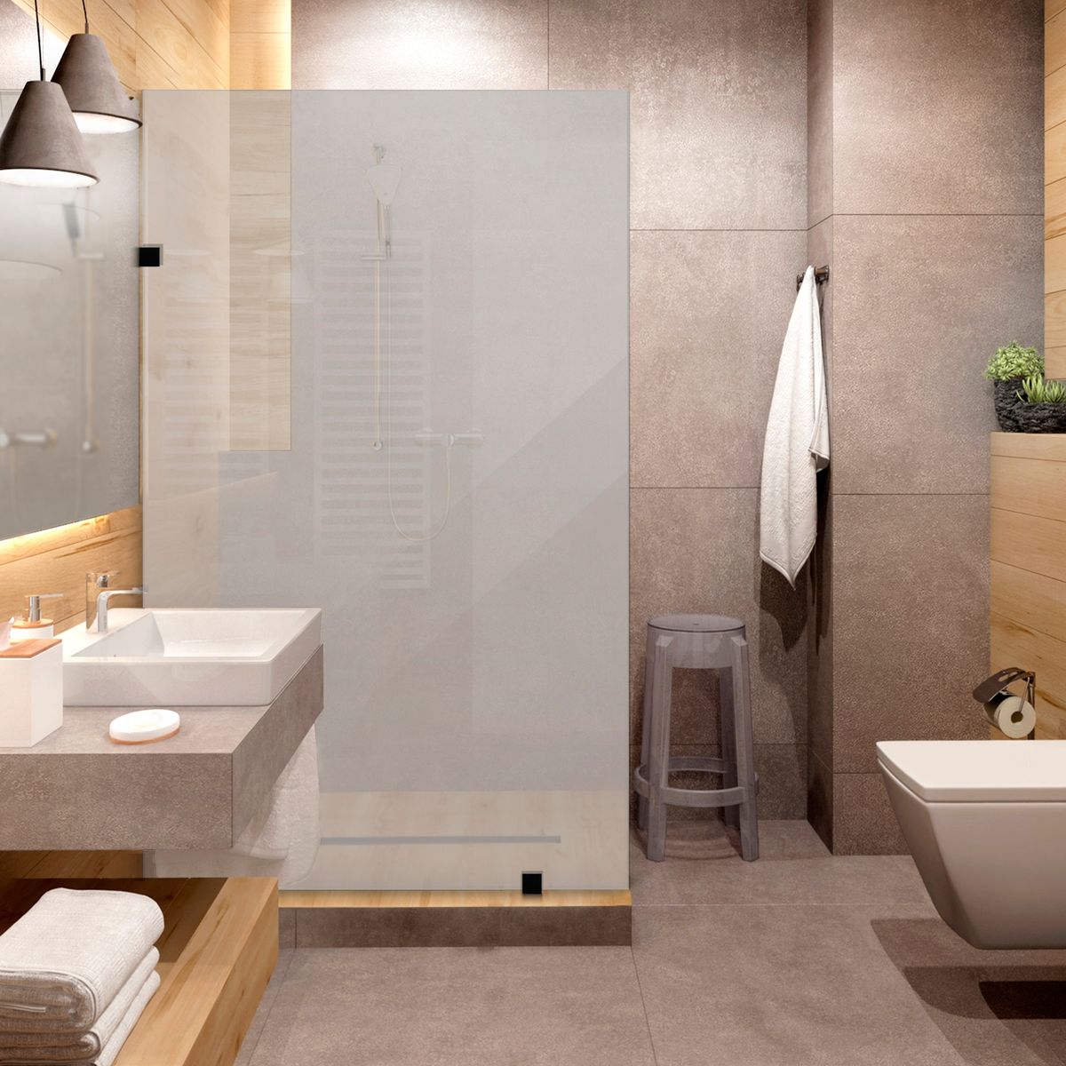 DELL ORTO - Shower Door vidrio templado con empavonado 80x190 cm Herraje negro