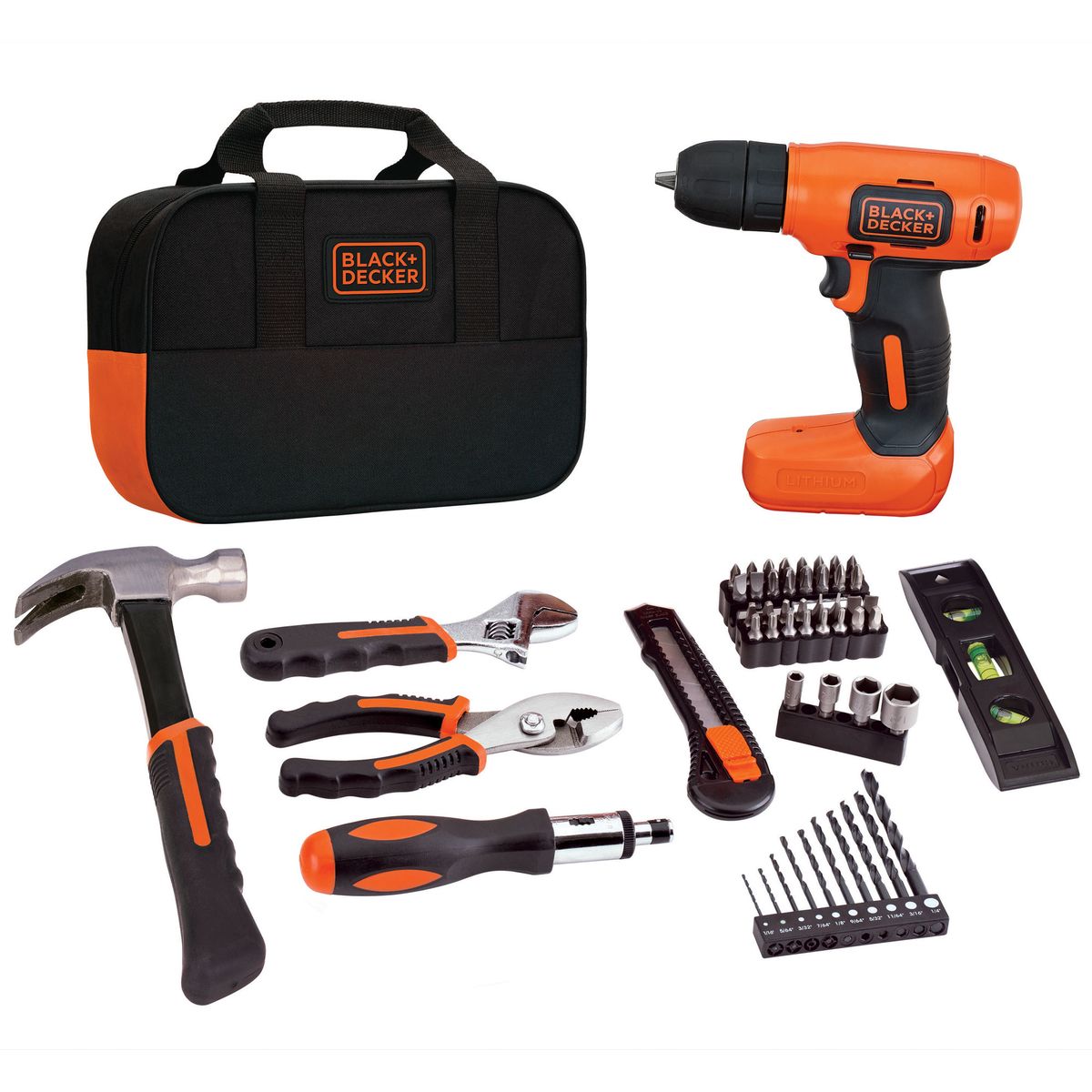 BLACK+DECKER - Kit Taladro Atornillador 8v + 54 Piezas BLACK+DECKER 