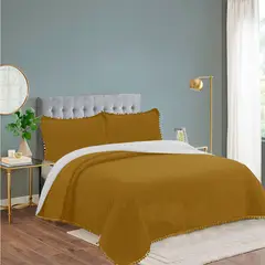GENERICO - Quilt De Algodon 2.0 Plazas (Queen) Para Invierno - Mostaza