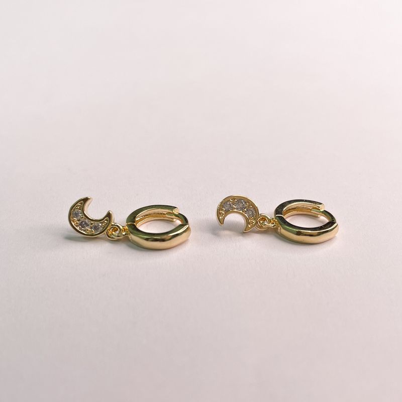 GENERICO - Aros Mujer Argolla luna colgante Philippa Joyas