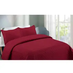 GENERICO - Quilt De Verano 2.0 Plazas (Queen) Con Fundas - Burdeo