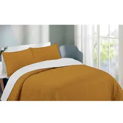 GENERICO - Quilt De Verano 2.0 Plazas (Queen) Con Fundas - Mostaza