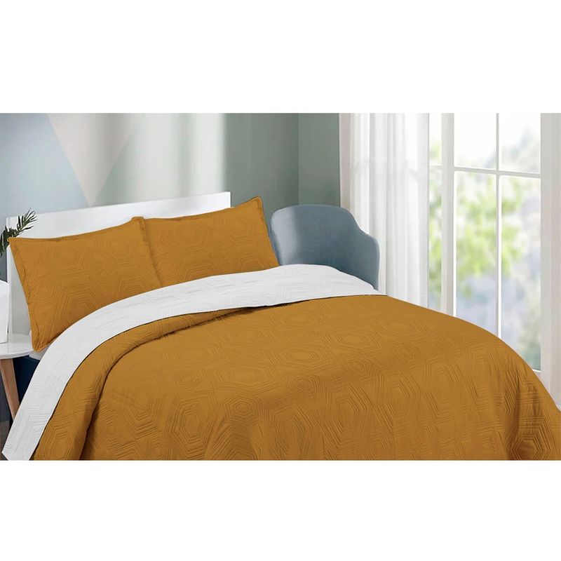 GENERICO - Quilt De Verano 2.0 Plazas (Queen) Con Fundas - Mostaza