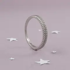 ROSETT - Anillo doble cintillo de circones incoloros Plata ley 925