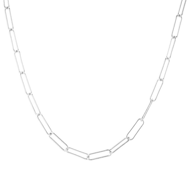 TULIPA - Collar Eslabones XL Plata bañada en oro blanco