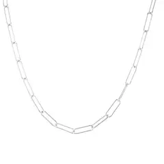 TULIPA - Collar Eslabones XL Plata bañada en oro blanco
