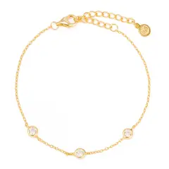 TULIPA - Pulsera Plata Bañada En Oro Con Circones