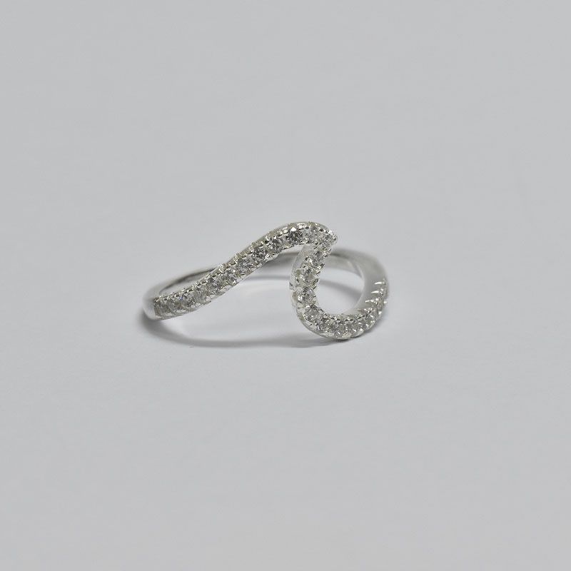 ROSETT - Anillo silueta de ola en circones incoloros Plata ley 925