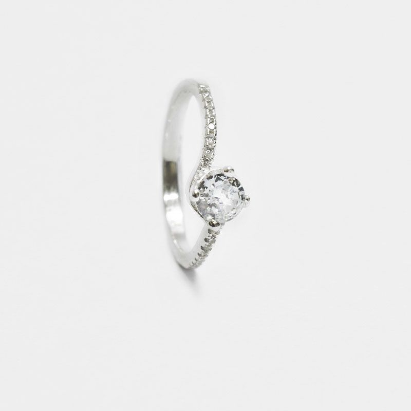 ROSETT - Anillo solitario espiral en circones Plata ley 925