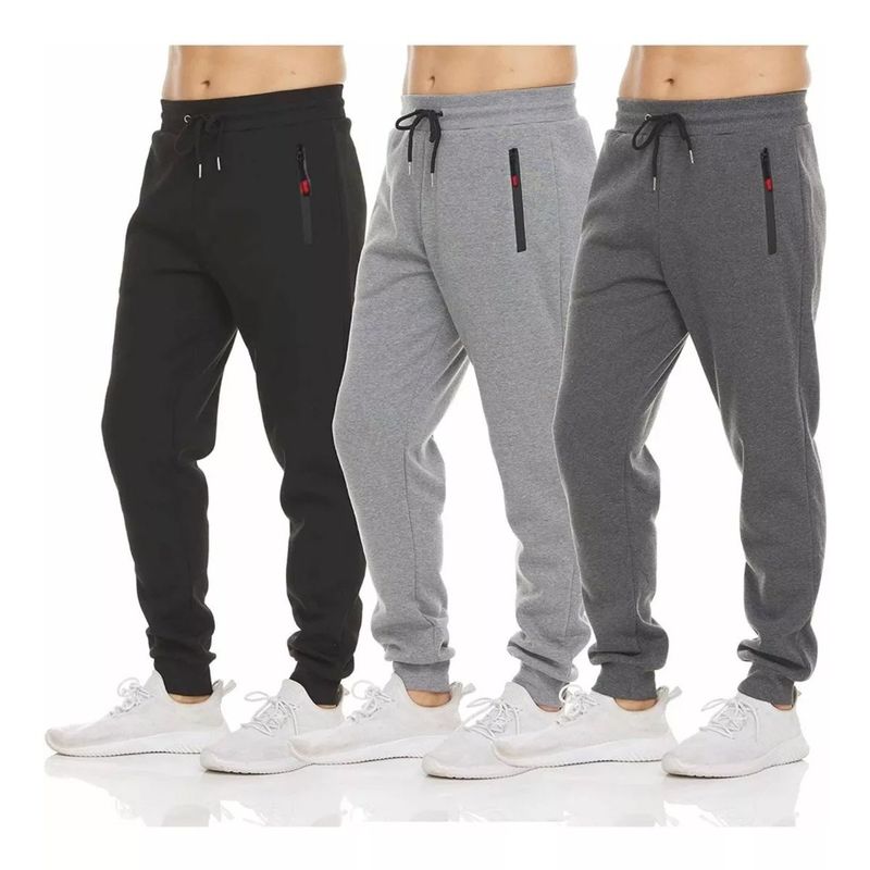 EVERSO - Pack 3 Pantalones Buzo Hombre Algodón con Polar