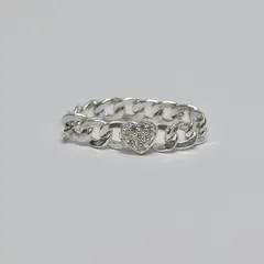 ROSETT - Anillo corazón con circones incoloros tejido groumet Plata ley 925